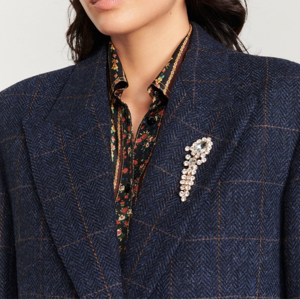 Window Pain Plaid Blazer - Navy Blue and brown. Size Small. Excellent condition.